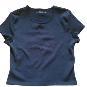 Abercrombie & Fitch Soft A&F Collection Ribbed Cropped Tee, Size S
